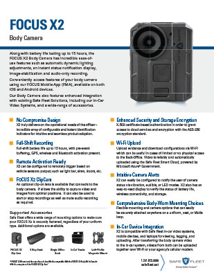 Body Worn Camera Focus X2 Spec Sheet