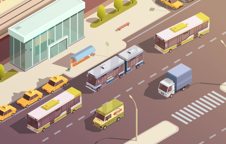 City Transport Isometric Illustration