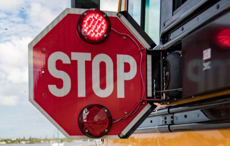 Predictive Stop-arm equipment on school bus stop arm deployed