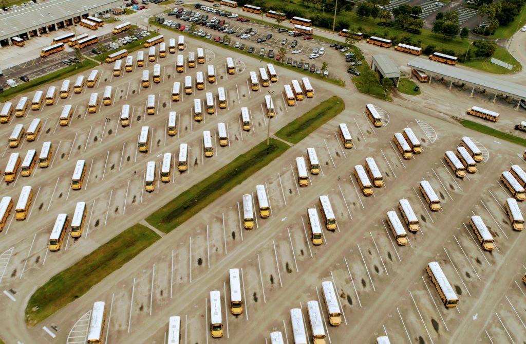 School Bus Yard Arial